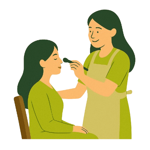 Beautician doing makeup